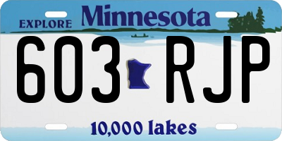 MN license plate 603RJP