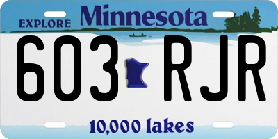 MN license plate 603RJR
