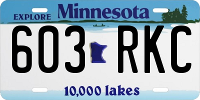 MN license plate 603RKC