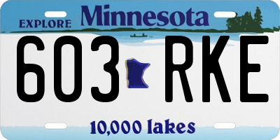 MN license plate 603RKE