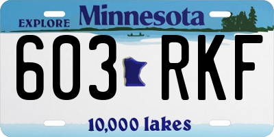 MN license plate 603RKF
