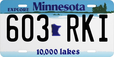 MN license plate 603RKI