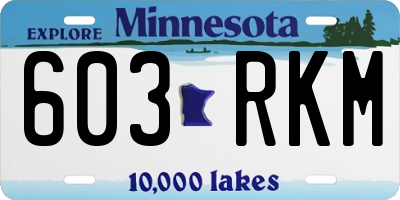 MN license plate 603RKM