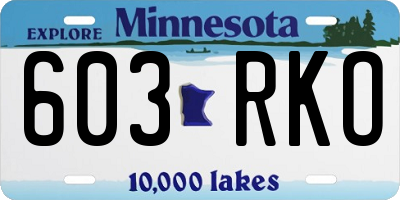 MN license plate 603RKO