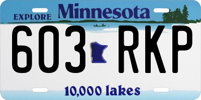 MN license plate 603RKP