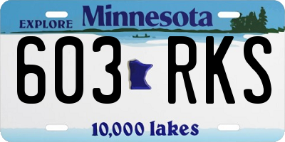 MN license plate 603RKS