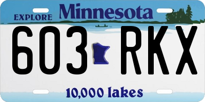 MN license plate 603RKX