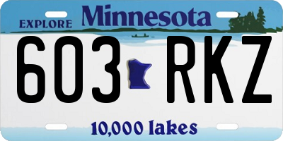 MN license plate 603RKZ