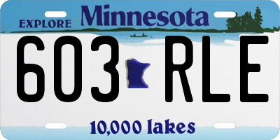 MN license plate 603RLE