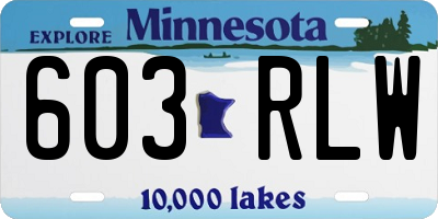 MN license plate 603RLW