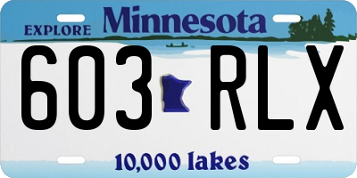 MN license plate 603RLX