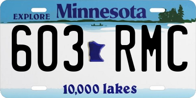 MN license plate 603RMC
