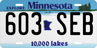 MN license plate 603SEB