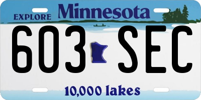 MN license plate 603SEC