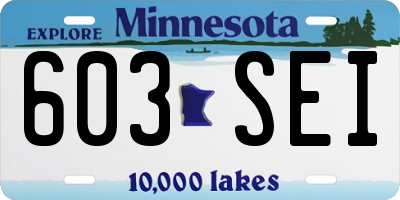 MN license plate 603SEI
