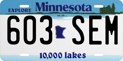 MN license plate 603SEM