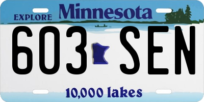 MN license plate 603SEN