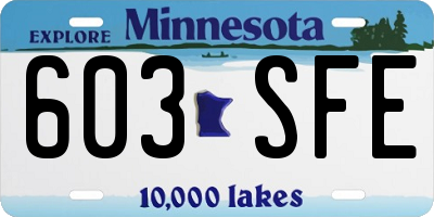 MN license plate 603SFE