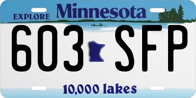 MN license plate 603SFP
