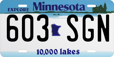 MN license plate 603SGN