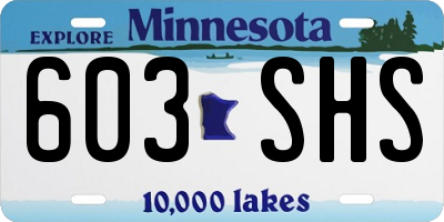 MN license plate 603SHS