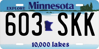 MN license plate 603SKK