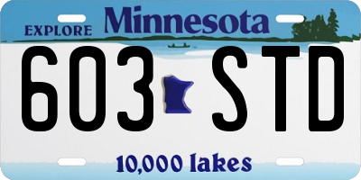 MN license plate 603STD