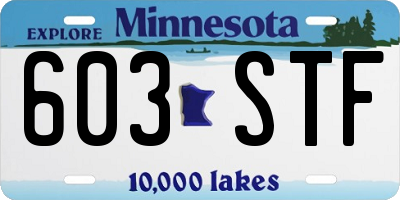 MN license plate 603STF