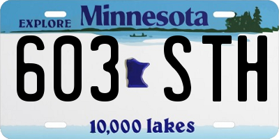 MN license plate 603STH