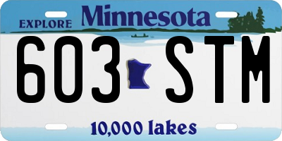 MN license plate 603STM