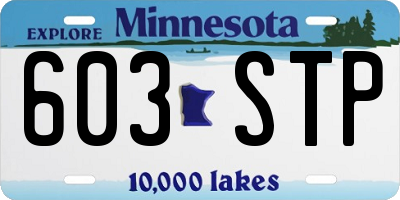 MN license plate 603STP