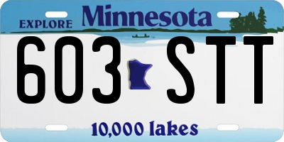 MN license plate 603STT