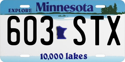 MN license plate 603STX