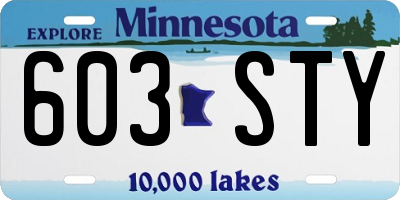 MN license plate 603STY