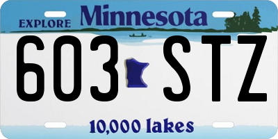 MN license plate 603STZ