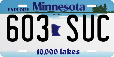 MN license plate 603SUC