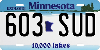 MN license plate 603SUD