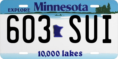 MN license plate 603SUI
