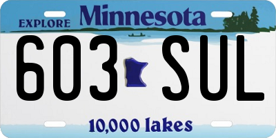 MN license plate 603SUL