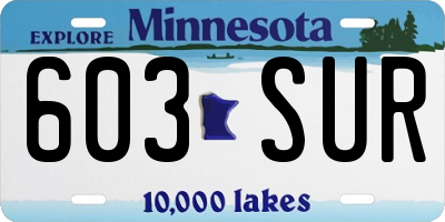 MN license plate 603SUR