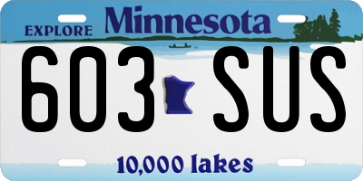 MN license plate 603SUS