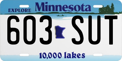 MN license plate 603SUT