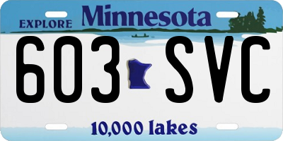 MN license plate 603SVC