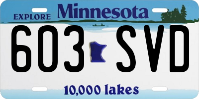 MN license plate 603SVD