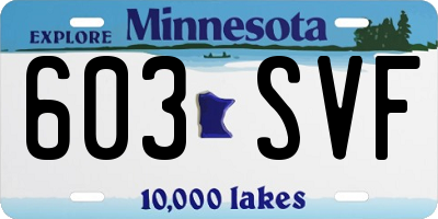 MN license plate 603SVF