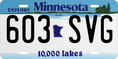 MN license plate 603SVG
