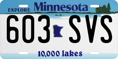 MN license plate 603SVS