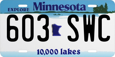 MN license plate 603SWC
