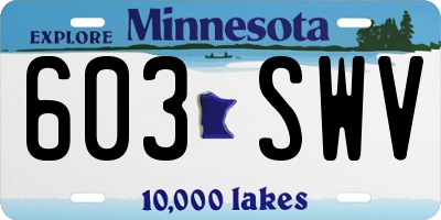 MN license plate 603SWV