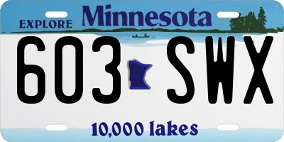 MN license plate 603SWX